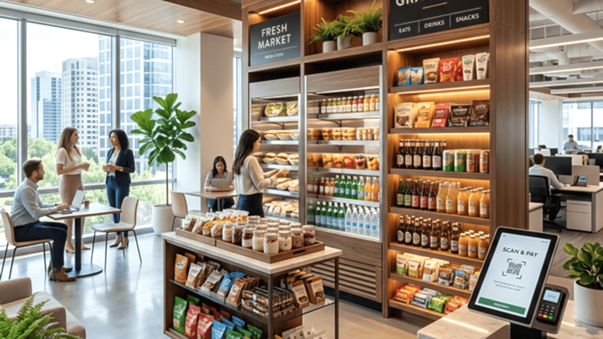 Modern vending machines and micro market setup for a Trenton area workplace